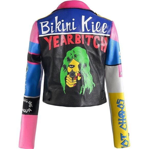 DARKSHE Women's Faux Leather Jacket Coat with Long Sleeve - Picture 2 of 7